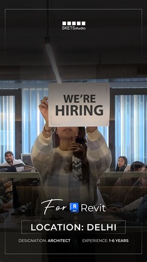 SKETS Studio on Instagram: "Job Alert! Are you a skilled REVIT Architect/Designer looking to work on Global BIM Architectural projects? Location - Delhi SKETS Studio is HIRING for REVIT Professionals with 1–6 years of experience to join our growing team in Delhi (Patparganj Industrial Estate). Work on high-quality design documentation, BIM models, and coordinated construction drawings alongside experienced architects and multi-disciplinary teams. If you’re passionate about Revit, we’d love to he