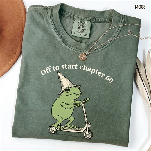 Comfort Colors 60th Birthday Frog Shirt, off to Start Chapter 60 Tee, Funny Frog Scooter Gift for 60th Birthday, Funny Sixtieth Birthday Tee - Etsy