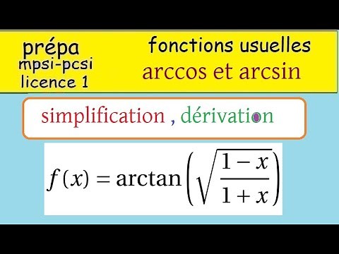 Fonctions circulaires réciproques -arccos( sqrt(1-x)/(1+)x) - 1 classique - 2 méthodes-dérivée