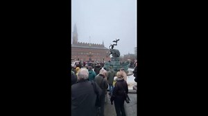 Large "Hands off Greenland" protest marches through City Hall Square in Copenhagen, Denmark