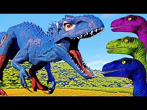 Captain America I-REX vs Tyrannosaurus Rex vs Spinosaurus - Jurassic World Evolution Dinosaurs Fight