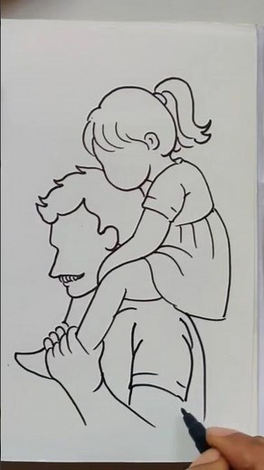 Father's Day special simple and easy drawing shorts/ easy drawing for father's day/ father daughter