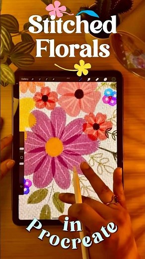 Procreate Embroidery Florals #procreateembroidery #procreatebrushes #procreatestitches #fyp2025