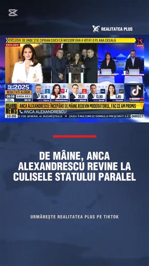 De mâine Anca Alexandrescu revine la Culisele Statului Paralel! | Realitatea.NET