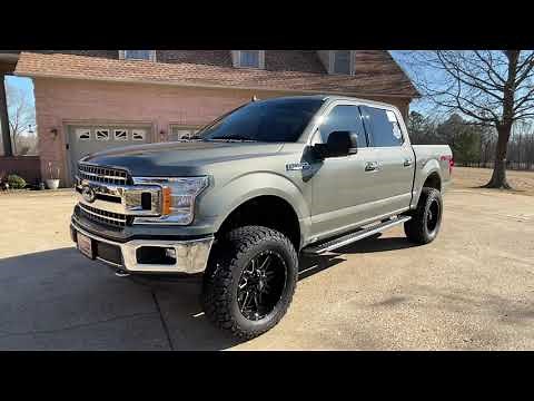 2019 FORD F150 XLT CREW CAB 4X4 5.0L V8 LIFTED JACKED UP SILVER SPRUCE USED FOR SALE REVIEW