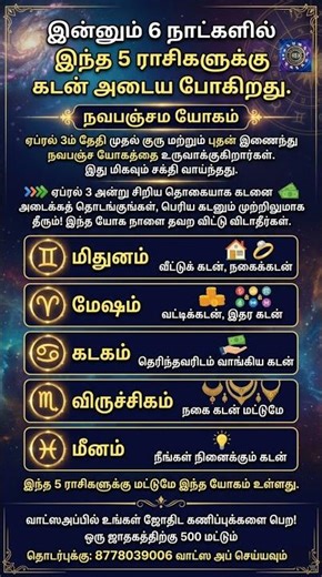 இன்னும் 6 நாட்களில் இந்த 5 ராசிகளுக்கு முழு கடன் தீரும்! | நவபஞ்சம யோகம் | Raj Database #rajdatabase