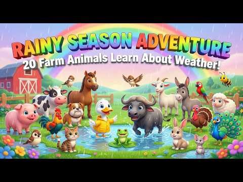 Rainy Season Adventure Farm Animals Learn About Weather Fun 3D Animation for Kids