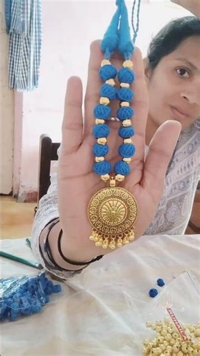 Handmade Blue Cotton Beads Mala | Quick & Easy DIY#ytshorts #appam creations handmade jewelry 😍🥰👆👌😊👍