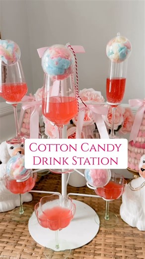 Ashley Temple on Instagram: "Comment COTTON CANDY for all the supplies I used! Drink stand, bows, clear balls, cotton candy - I get mine at dollar tree #partyideas #partyinspo #galentines"