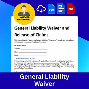 General Liability Waiver Template | Printable Liability Release Form | Business & Event Waiver PDF | Editable Legal Disclaimer Form - Etsy