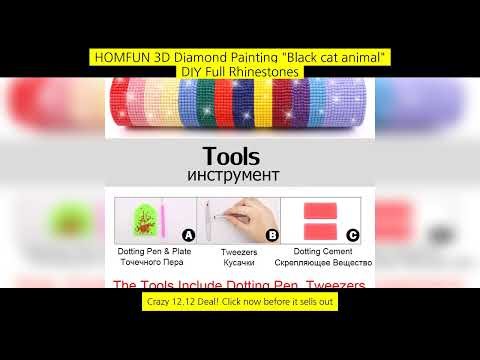 Homfun 3D Diamond Painting "Black Cat Animal" Diy Full Rhinestones Drill