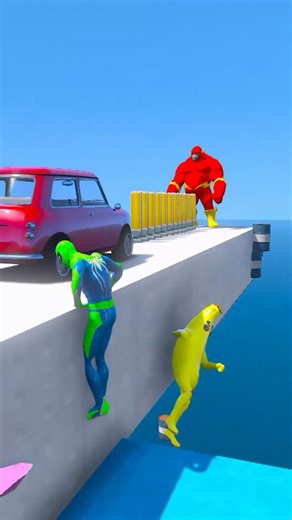 GTA V FERAL BANBAN VS GORILLA RAGDOLL CAR JUMP FAIL#shorts