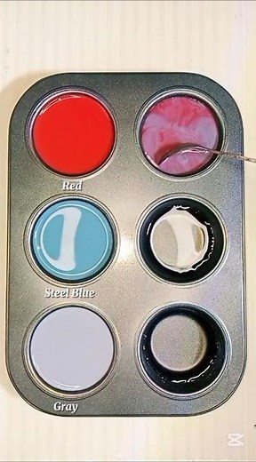 “Steel Contrast – Gray, Red & Blue Harmony | Artinx'' #colormixing #colorpalette #short