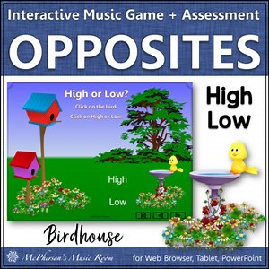 Spring Music | High and Low Interactive Music Game and Assessment {birdhouse}