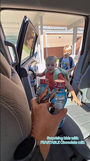 Surprising kids with Mr Beast Feastable Chocolate Milk