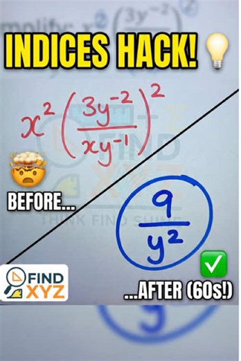 The simplest trick for negative indices you weren't taught. 🤫 #Indices #algebra #maths
