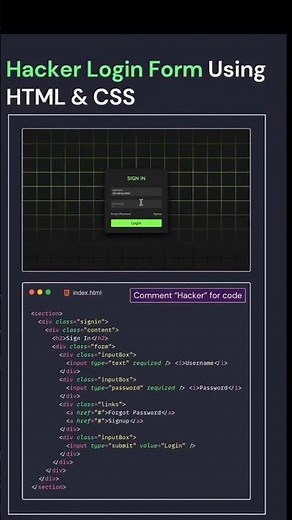 Hacker Login Form in HTML & CSS 😈 | Floating Placeholder #programming #coding #shorts #ui #css #html
