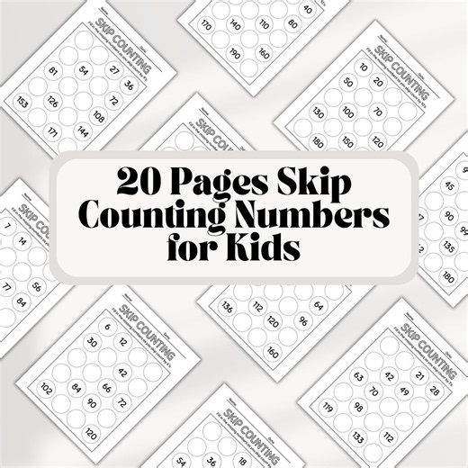 Skip Counting Worksheets: Math Practice for Kids - PDF Digital Print - Etsy