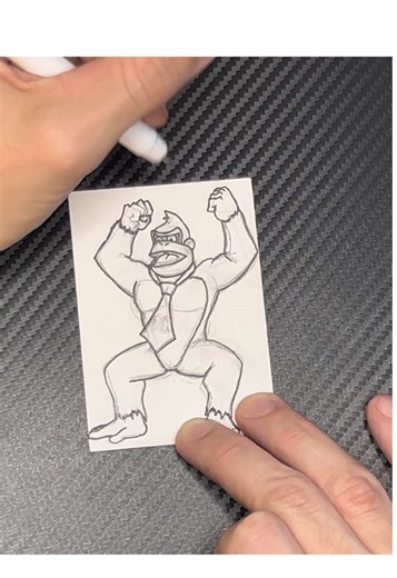 Inking My Donkey Kong Country Sketch Card Timelapse