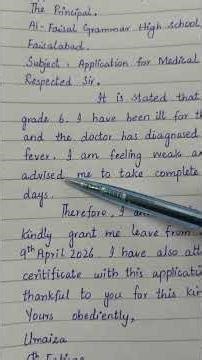 Application Writing " Application to Principal for Medical Leave. (class 6 part#1)