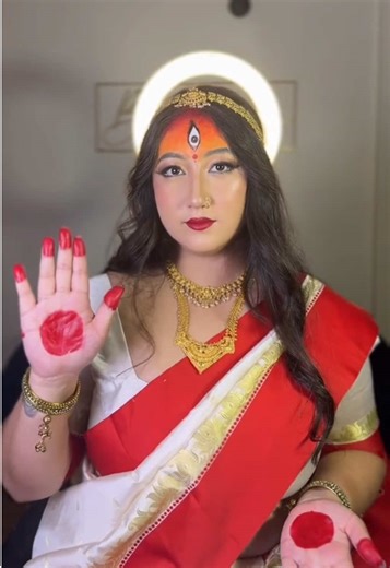 Posting it very very late 💁 Inframe : @Sakura_arts🌙 #durgamakeup #blushbysuje #makeupartist #creativemakeup #fyp