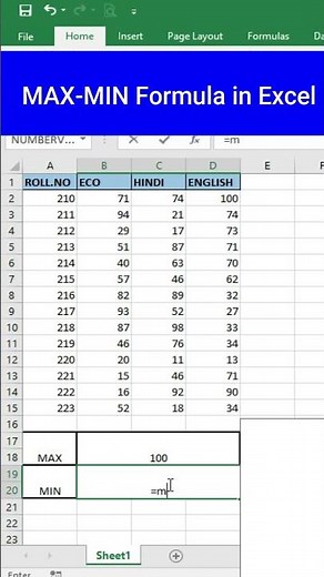 Max and Min Function in Excel