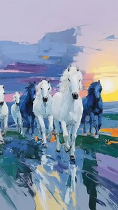 Vastu Wall Art: 7 Horses of Success 🌅🐎 “Feel the power of seven horses galloping into your life, bringing success, energy, and happiness!” Limited collection. Free shipping all over India. WhatsApp for orders. Prices start from ₹5,000/- This beautiful artwork shows seven white horses running under the golden sun. In Indian mythology, these horses pull the chariot of Surya Dev, the Sun God. They stand for speed, strength, and progress. According to Vastu Shastra, hanging a painting like this in