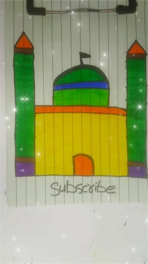 easy masjid drawing and coloring🕌🌈✨#drawing #shorts