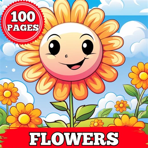 Flowers Coloring Pages for Kids Adults | Printable Flower Coloring Book | Floral & Botanical Coloring Pages - Etsy