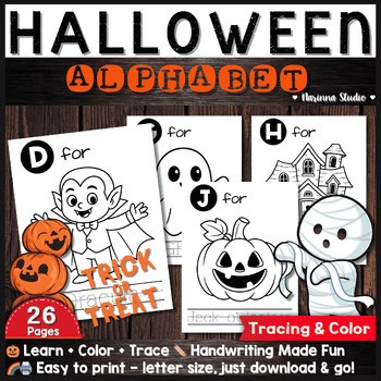 Halloween Alphabet Tracing and Color Fun | A-Z Activity Pages for Kids