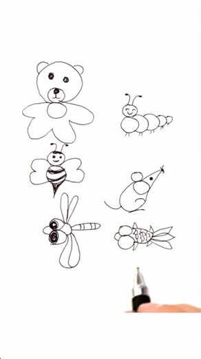 Draw Animals with Me (Easy Edition)😍🤯 #painting #art #ytshorts #shortvideo #diy#disney #pain #easy