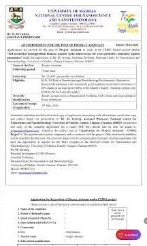 Madras University Recruitment 2026 – Various Project Assistant Posts