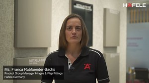 Hafele India recently launched its in-house range of Metalla 510 Hinges. And we have Ms. Franca Rublaender-Sachs, Product Group Manager - Hinges and Flap Fittings at Hafele Germany taking us through the various features of this Hafele Engineered range as well as the applications you can explore with it. Experience the functionality of these Hinges at our Booth in IndiaWood 2022. BIEC - Hall 5, Booth L-202. #Hafele #HafeleIndia #MillionStrandsOneStory #Indiawood2022 #IndiawoodExhibhition #Indiawo