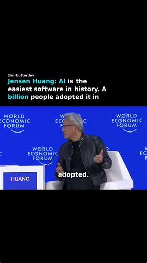 Jensen Huang: AI is the easiest software in history. A billion people adopted it in two years.