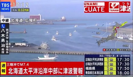 Boats leave port after Japan earthquake triggers tsunami warning