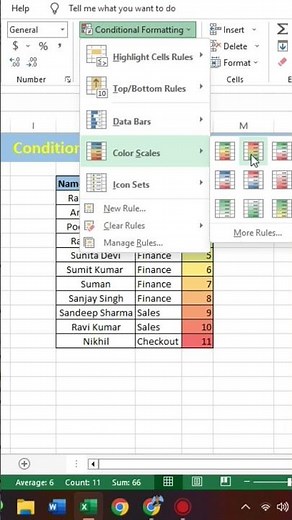 Conditional Formatting gradient fill in Excel#shots #shortvideo