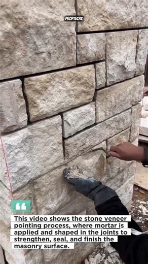 Stone Veneer Joint Pointing Technique | Clean Finish & Strong Bond #masonry #construction #diy
