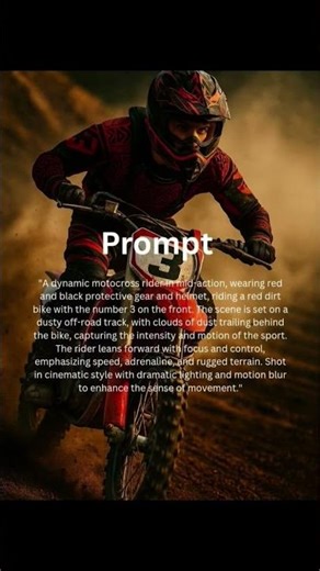 Prompt | 🏍️ Ultimate Motocross Rider AI Prompt – Cinematic 8K Action 💨 #rider #ride