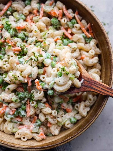 10K views · 58 reactions | Recipe here: https://therecipecritic.com/easy-macaroni-salad/ This easy macaroni salad is a potluck superstar! It’s creamy and flavorful with peas, carrots, and celery added in for some extra color and crunch. Each bite is a dream! | The Recipe Critic | Facebook