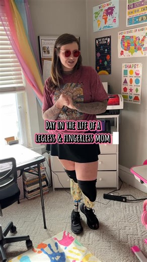 Lucie Kline on Instagram: "Day in the life of a legless & fingerless mom! | bread video anyone?😋 #robotmommy #amputeemom #dayinmylifevlog #robomom #ditl"