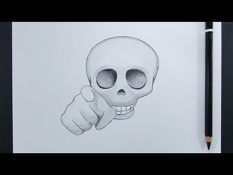 How To Draw Troll Meme Style (Skull Pointing) || Easy Step By Step