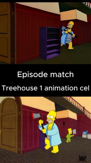 Simpsons TREEHOUSE OF HORROR 1st season - animation art cel vs clip