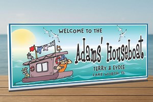 Personalized Houseboat Sign – Nautical Cartoon Dock Decor - Etsy