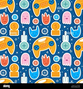 Video game characters. Man player with joystick. Emoji with different faces.  Flying coins. Computer game, stream, blog, vlog.  Flat hand drawn vector Stock Vector Image & Art - Alamy