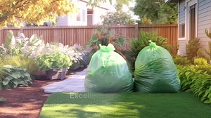 50-55 Gallon Compostable Trash Bags with Flat-Top, Heavy Duty Extra Thick 1.57 Mil, 208.2 Liter, 12 Bags, Large Lawn and Yard Waste Bag, ASTM D6400, US BPI and OK Compost Home Certified