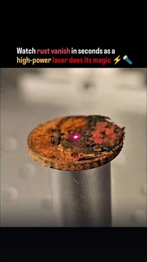 Ttechsolve on Instagram: "A laser beam removes rust in seconds. The high energy pulses hit the surface and vaporize the oxide layer while leaving the base metal untouched. This process avoids harsh chemicals and abrasive grinding. Laser rust removal works on iron, steel, and other metals. It is used in automotive repair, ship maintenance, and restoration of historical machinery. You get clean bare metal with less waste and lower maintenance costs. via: @vilalaseroficial #laser #knowledge #facts 