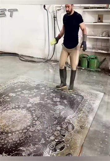 Part 3🧼Man Restores 50 Year Old Rusty Carpet - Even the Old Owner Wants it Back!🥰 #carpet #clean #rug #wash #fyp