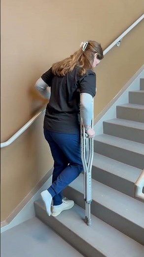Non Weight Bearing Stairs with Railing and Crutch