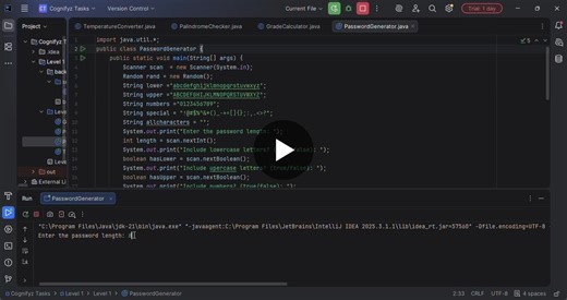 #internship #java #passwordgenerator #learningbydoing #cognifyz #programmingjourney #level1 #task4 | Harini Kamaraj