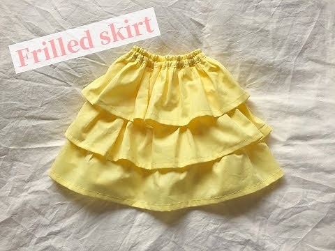 子供用の３段フリルスカートの作り方【80・90・100・110・120㎝】How to make a frilled skirt for kids